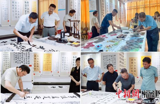 　　福建省文化名家走進(jìn)寧德職業(yè)技術(shù)學(xué)院揮毫潑墨，或?qū)懟虍嫞嗷ソ涣?，切磋技藝?林榕生 制圖